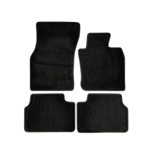 NBRacing Premium Black Textile Mat Set with Black Piping