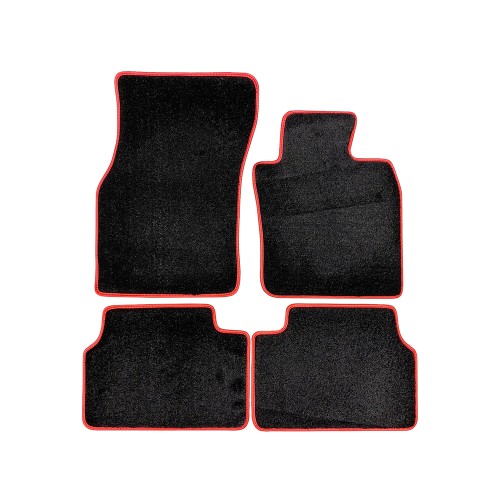 NBRacing Premium Black Textile Mat Set with Red Piping